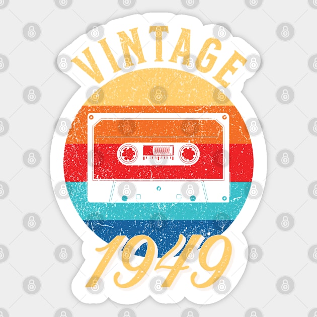 Vintage Year Since 1949 | Cassette | 73rd Birthday Gift Sticker by jiromie